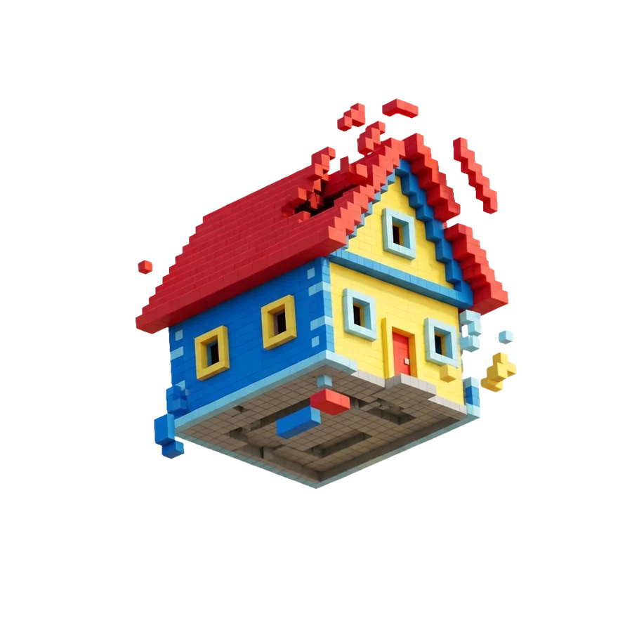 Ein Haus aus bunten Bauklötzen